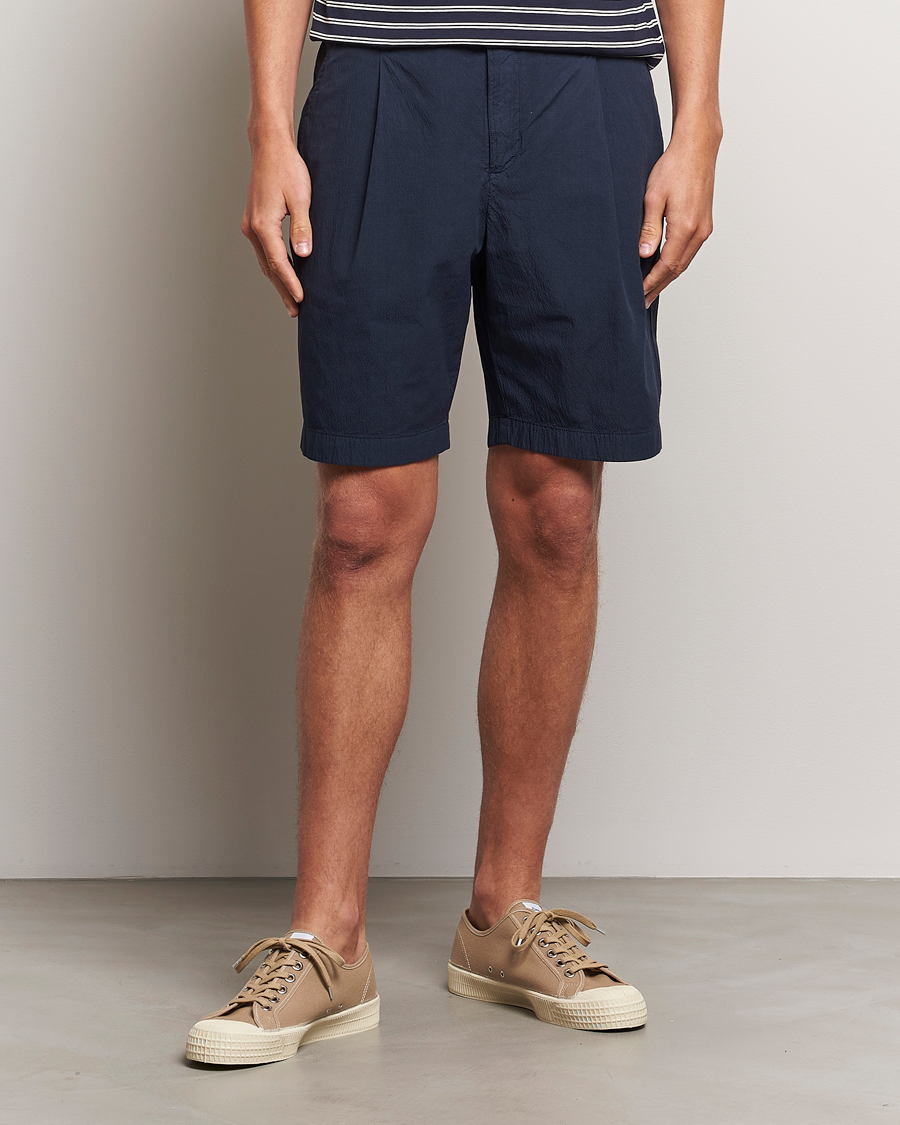 Herren | Shorts | Sunspel | Lightweight Seersucker Shorts Navy