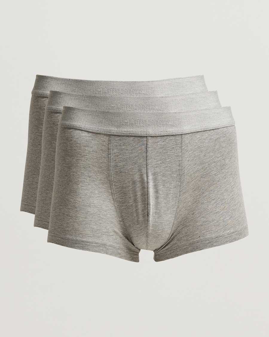 Herren | Unterwäsche | Sunspel | 3-Pack Cotton Stretch Trunk Grey