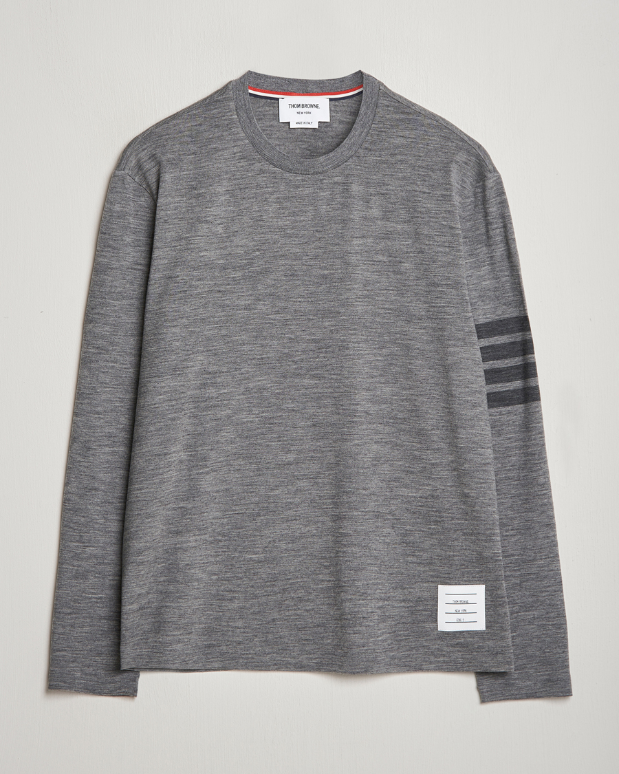 Herren | T-Shirts | Thom Browne | Long Sleeve Wool Jersey T-Shirt Medium Grey