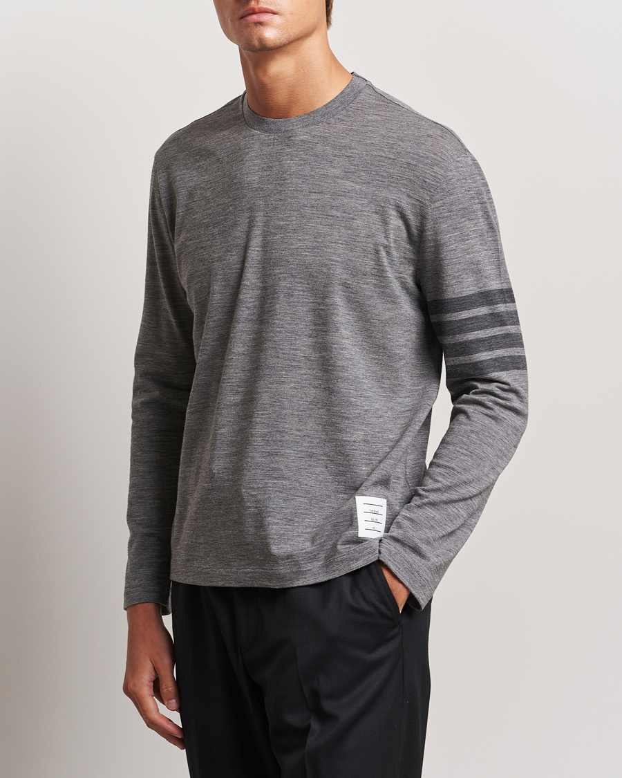 Herren | T-Shirts | Thom Browne | Long Sleeve Wool Jersey T-Shirt Medium Grey