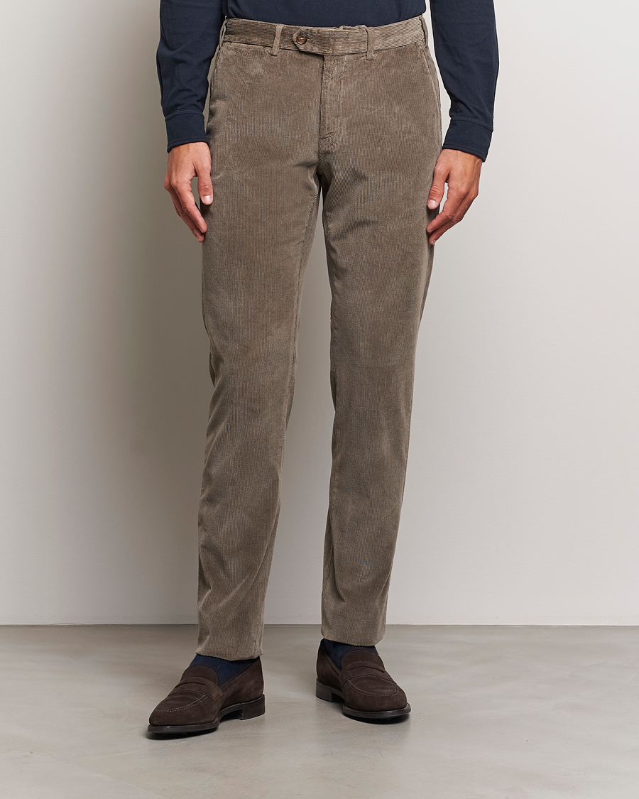 Herren | Hosen | Canali | Slim Fit Corduroy Trousers Taupe