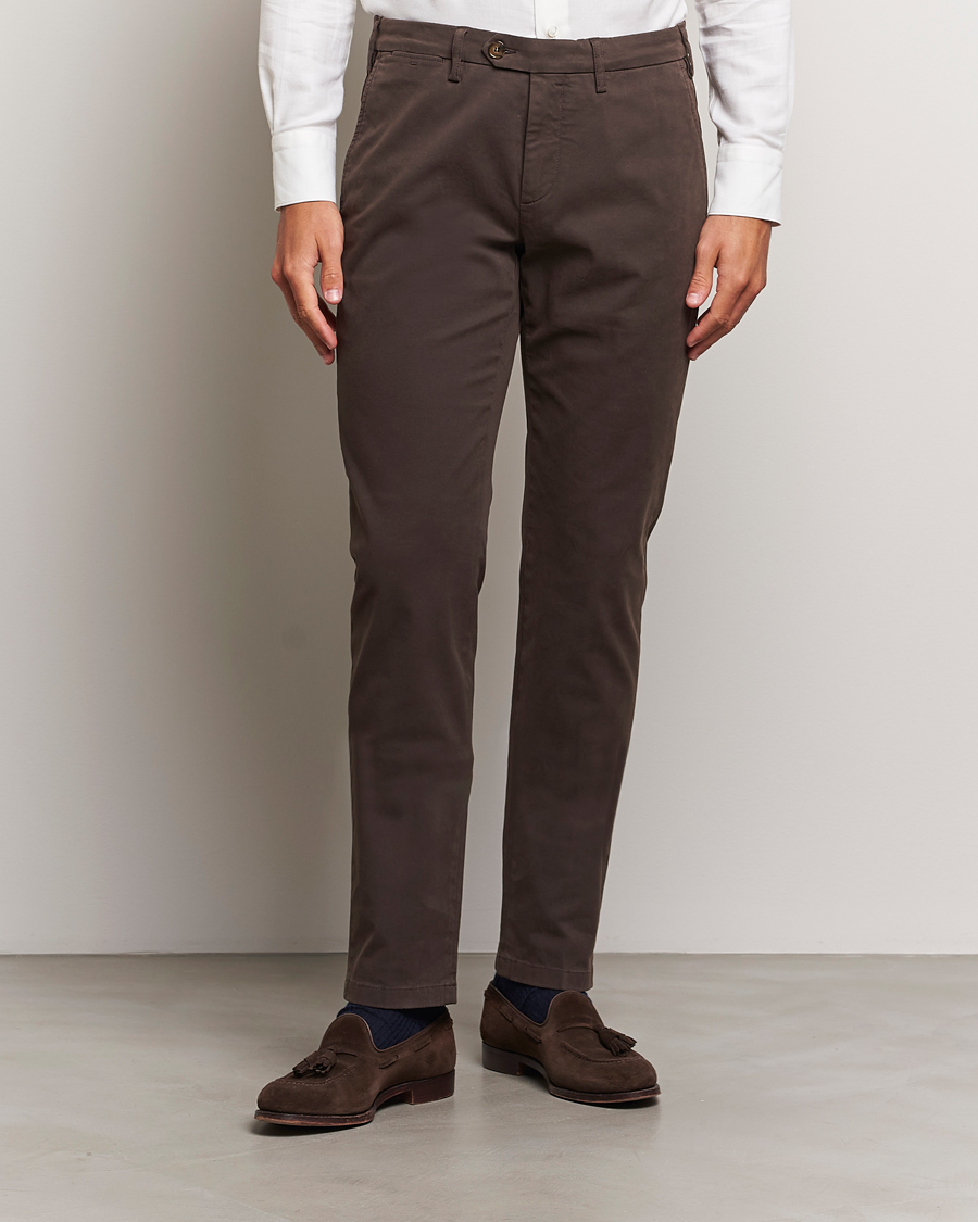 Herren | Hosen | Canali | Cotton Stretch Trousers Brown