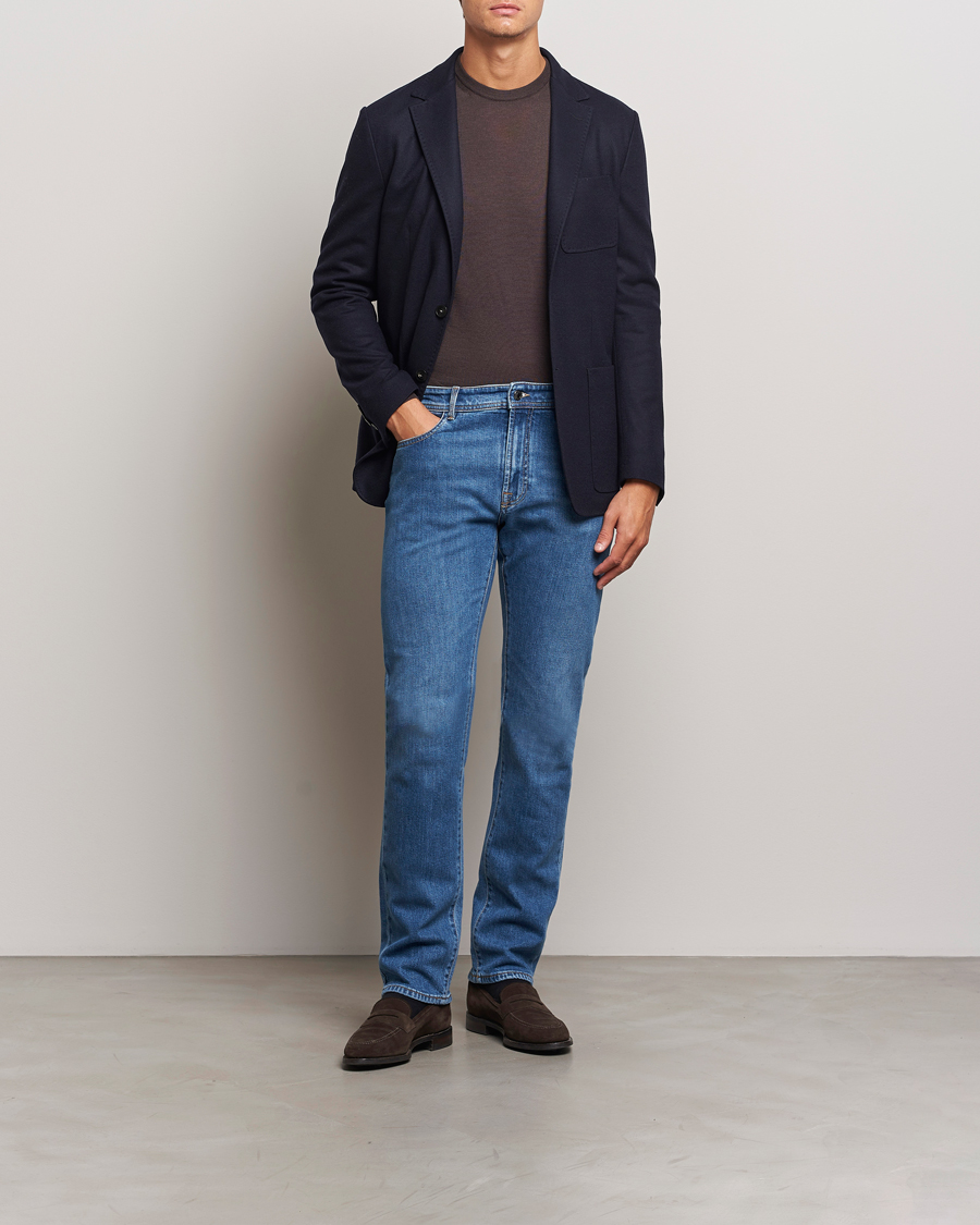 Herren | Jeans | Canali | Slim Fit Stretch Denim Dark Blue Wash
