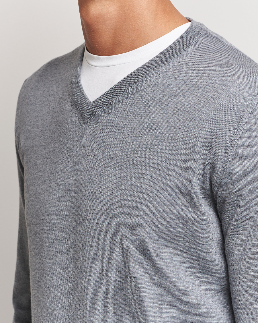 Herren | Pullover | Canali | Merino Wool V-Neck Light Grey