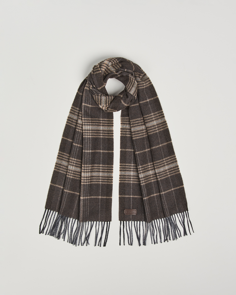 Herren | Canali Check Wool Scarf Brown/Beige | Canali | Check Wool Scarf Brown/Beige