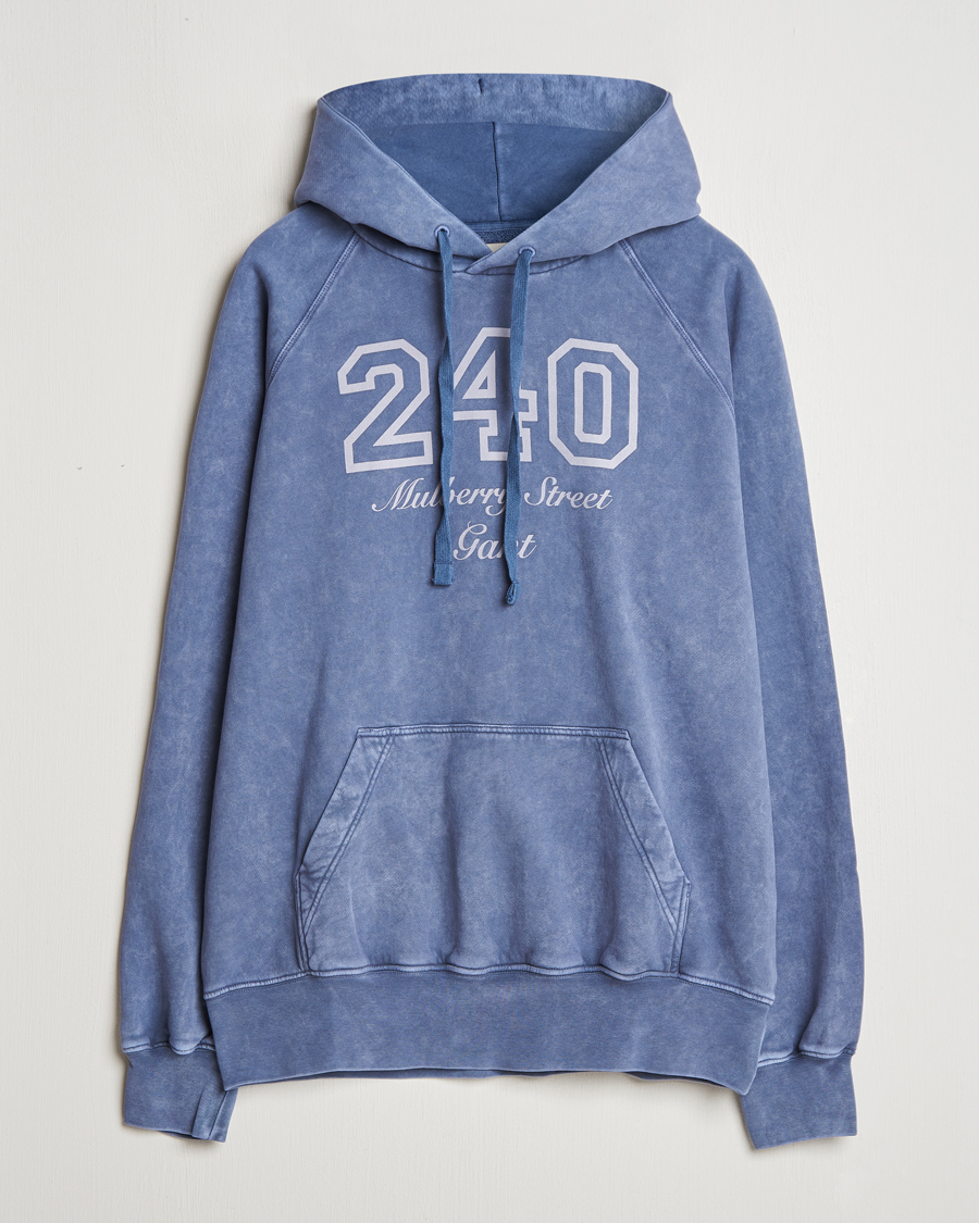 Herren | Pullover | GANT 240 Mulberry Street | Vintage Washed Hoodie Dusty Blue Sea