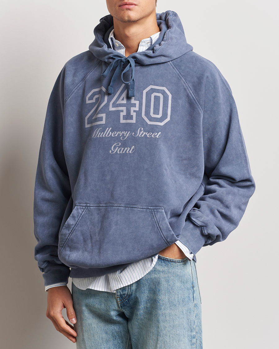 Herren | Pullover | GANT 240 Mulberry Street | Vintage Washed Hoodie Dusty Blue Sea