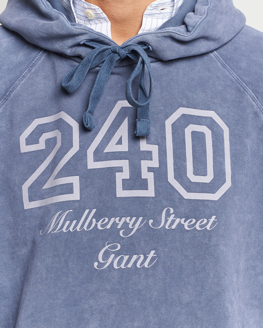 Herren | Pullover | GANT 240 Mulberry Street | Vintage Washed Hoodie Dusty Blue Sea