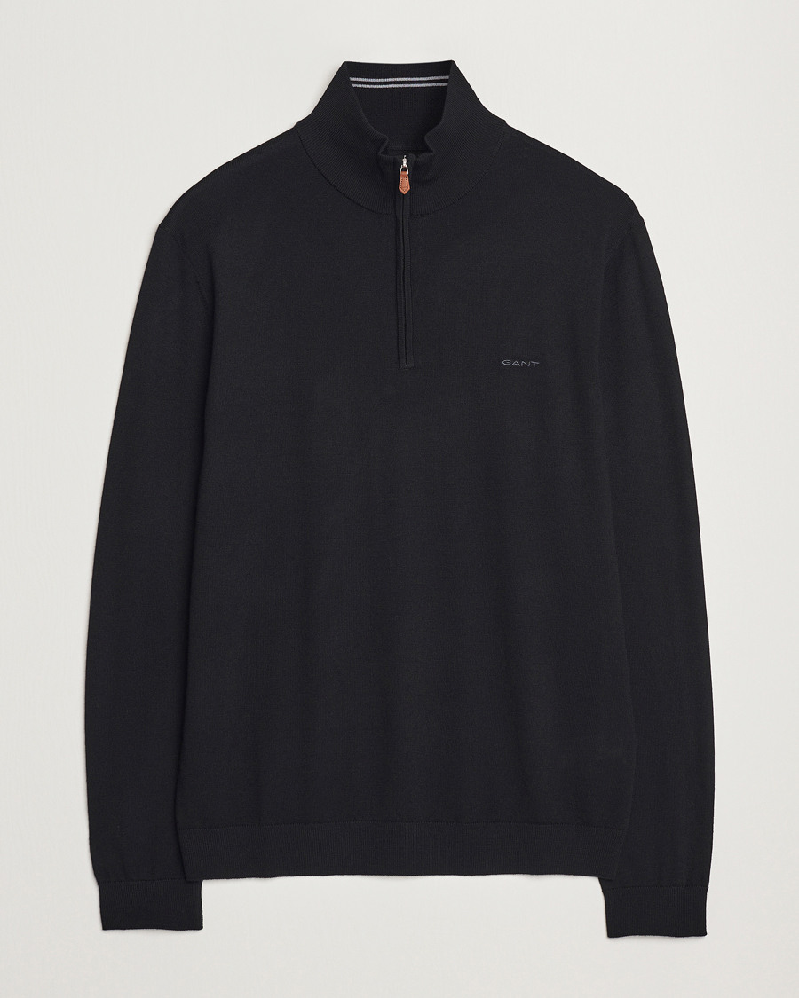 Herren | Pullover | GANT | Extrafine Merino Wool Half Zip Black