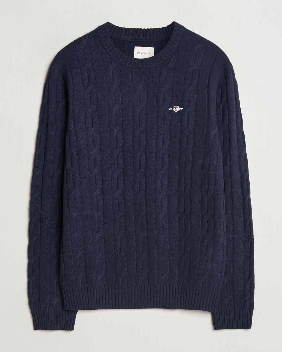 Herren | Pullover | GANT | Lambswool Cable C-Neck Evening Blue