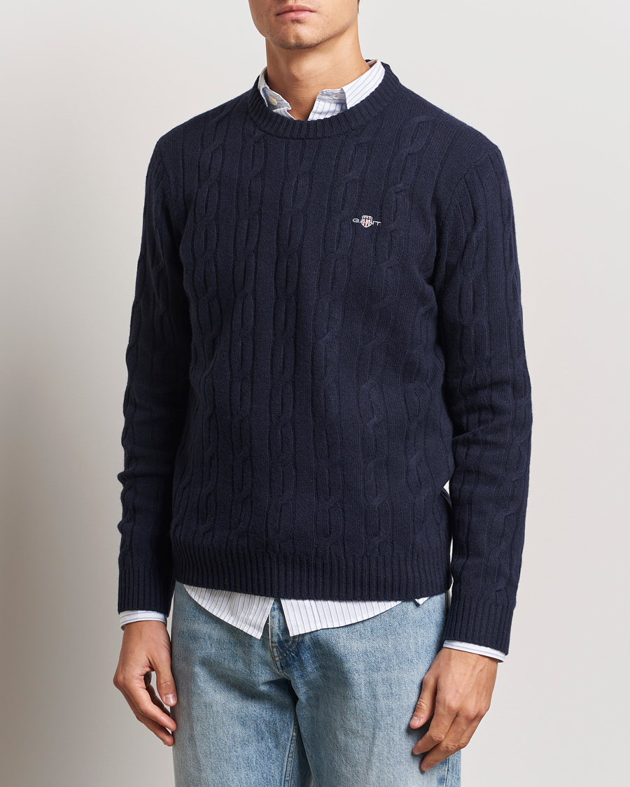 Herren | Pullover | GANT | Lambswool Cable C-Neck Evening Blue