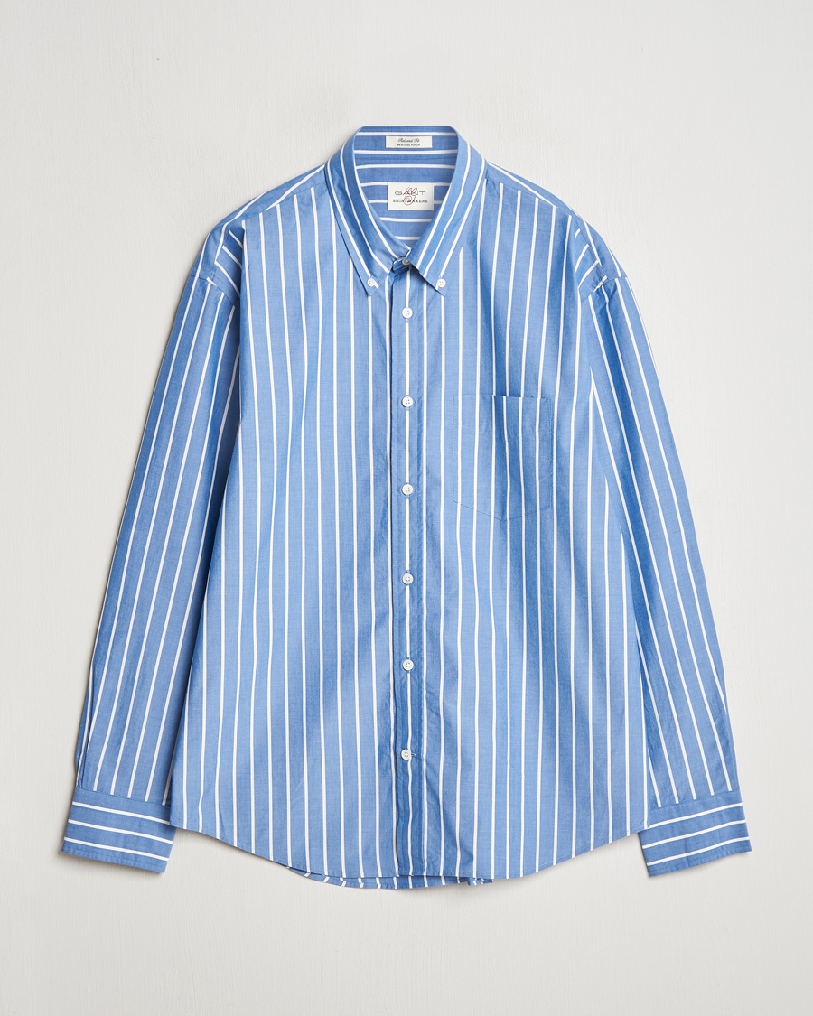 Herren | Hemden | GANT | Rel Herigate Poplin Stripe Shirt Lapis Blue