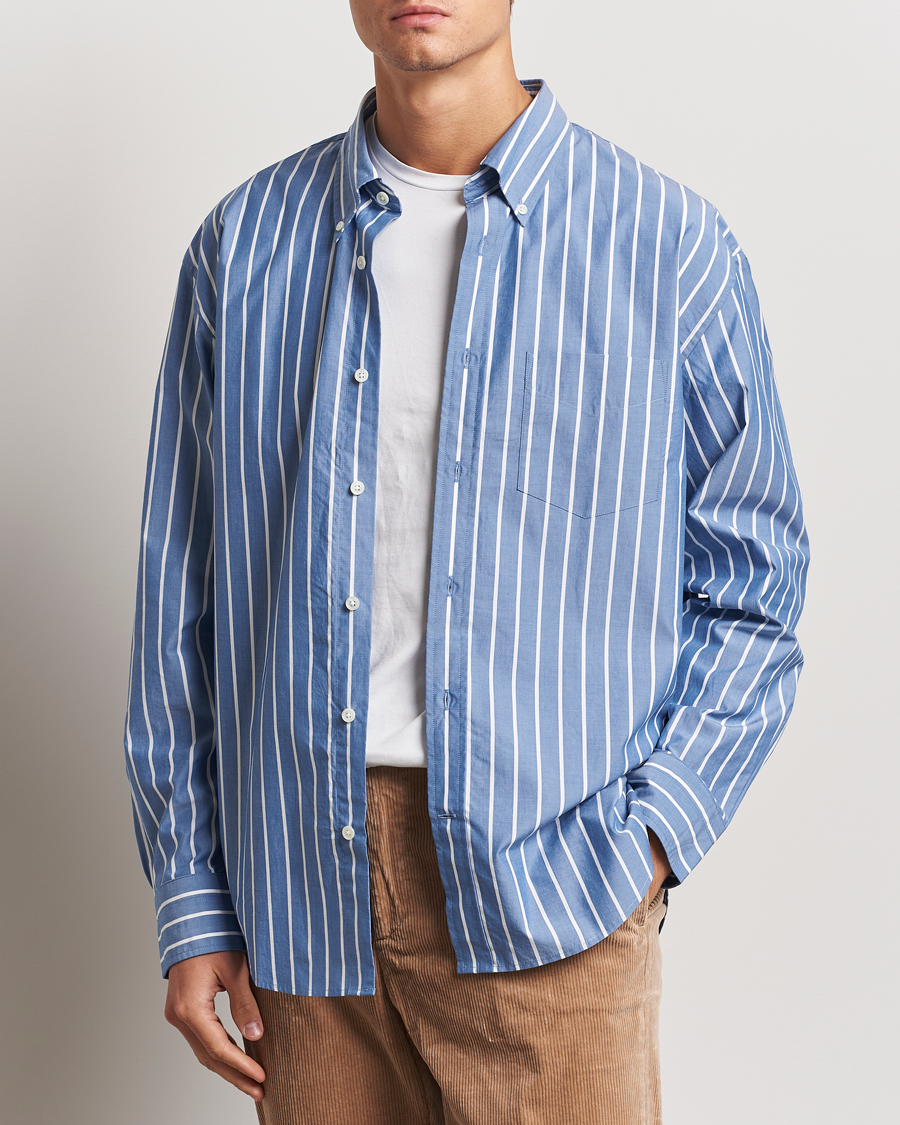 Herren | Hemden | GANT | Rel Herigate Poplin Stripe Shirt Lapis Blue