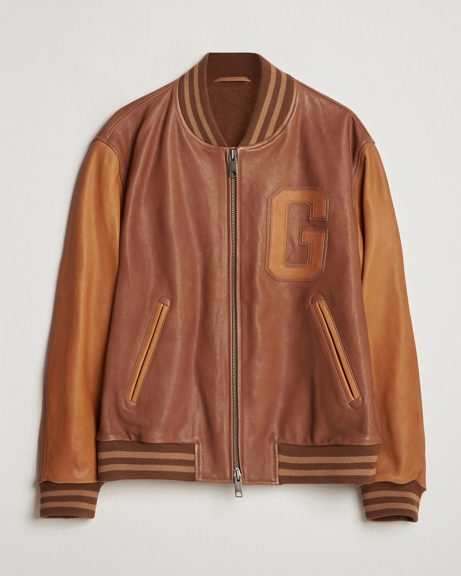 Herren | Jacken | Gant | Leather Varsity Jacket Brown Sugar