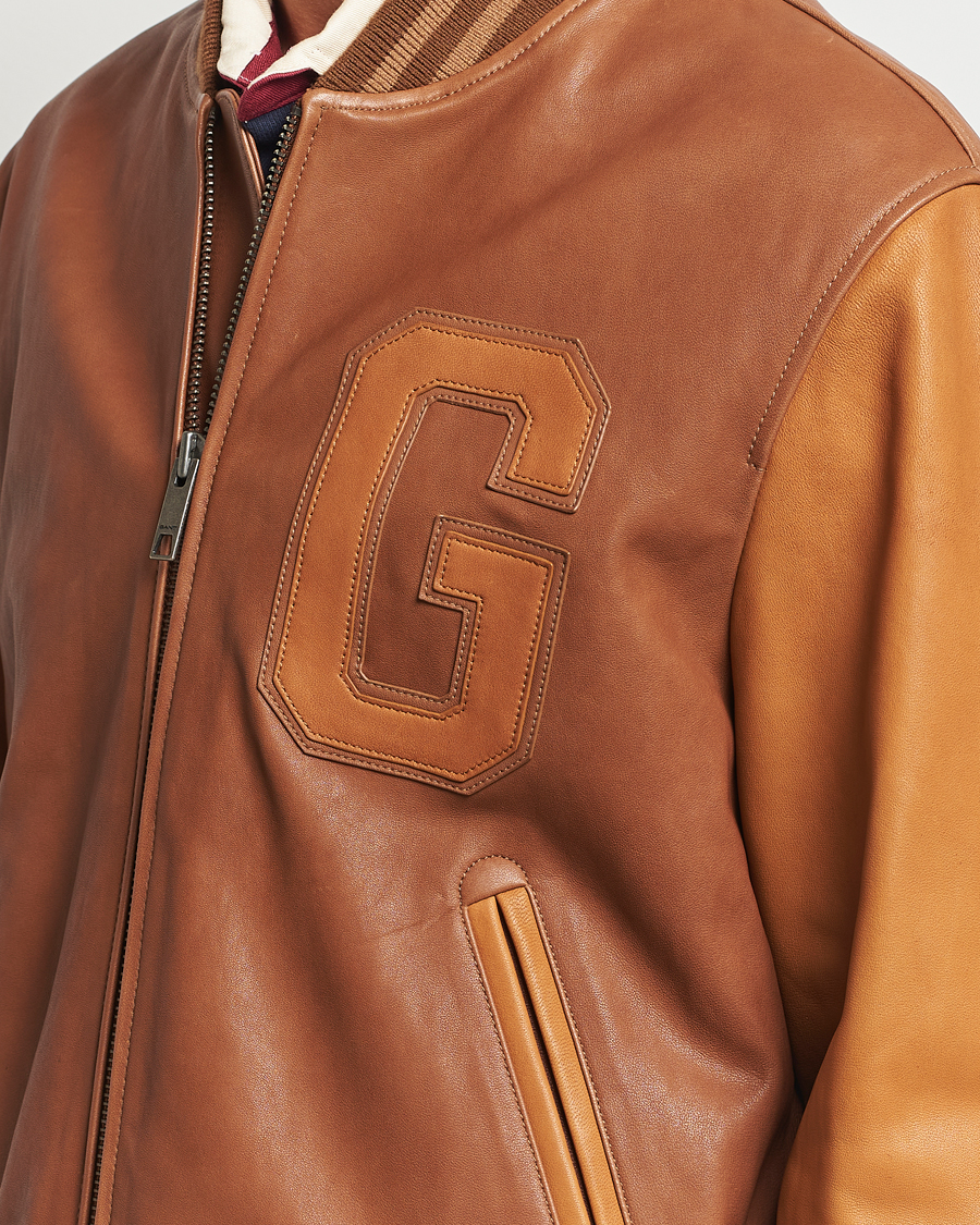 Herren | Jacken | Gant | Leather Varsity Jacket Brown Sugar