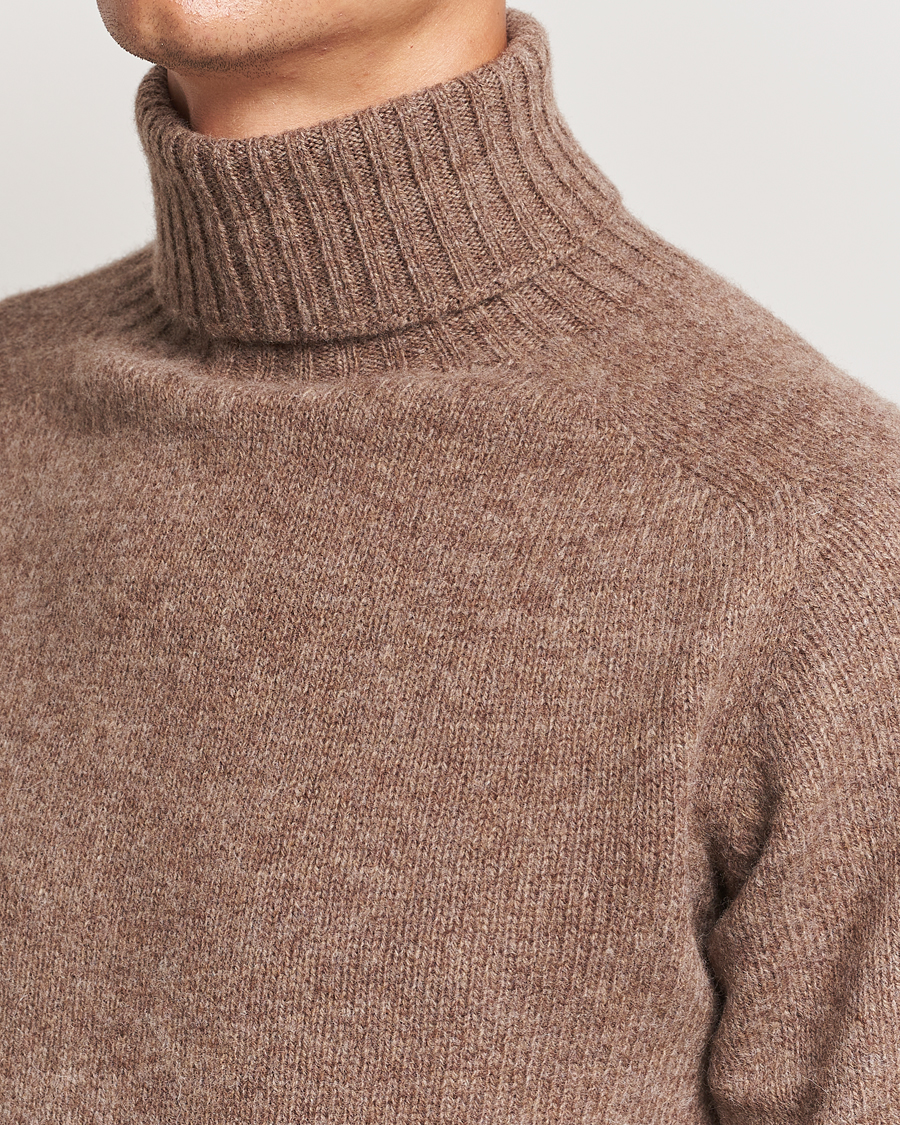 Herren | Pullover | Harley Of Scotland | Supersoft Lambswool Rollneck Nutmeg Brown