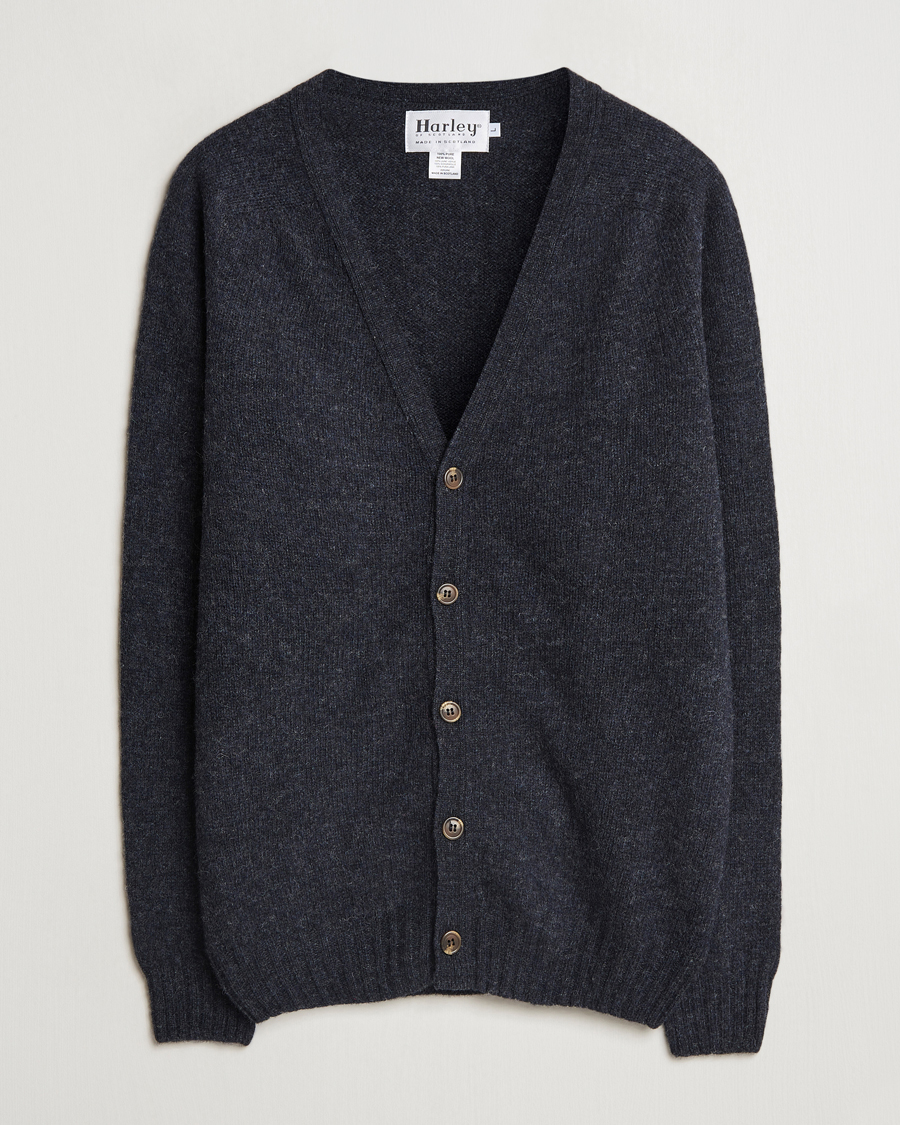 Herren | Pullover | Harley Of Scotland | Supersoft Lambswool Cardigan Charcoal