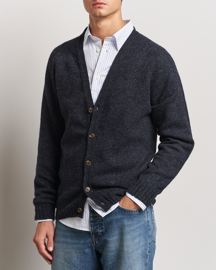 Herren | Pullover | Harley Of Scotland | Supersoft Lambswool Cardigan Charcoal
