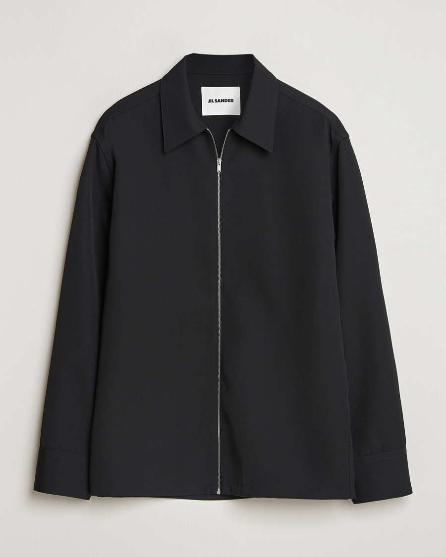 Herren | Hemden | Jil Sander | Wool Gabardine Zip Shirt Black