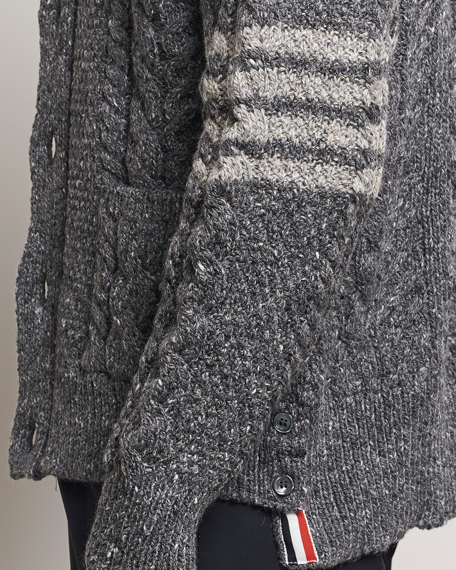 Herren | Pullover | Thom Browne | Donegal Cable Cardigan Medium Grey