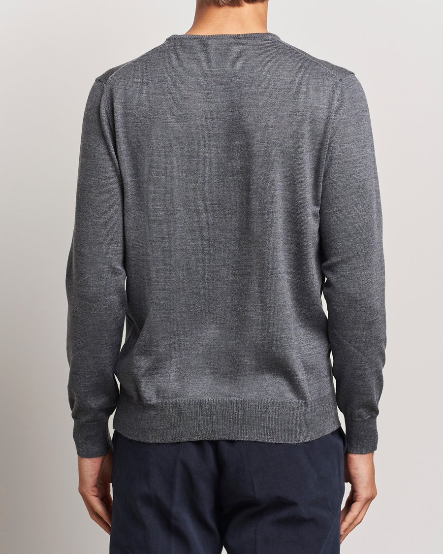 Herren | Pullover | Morgano | Extra Fine Merino Wool Crewneck Mid Grey