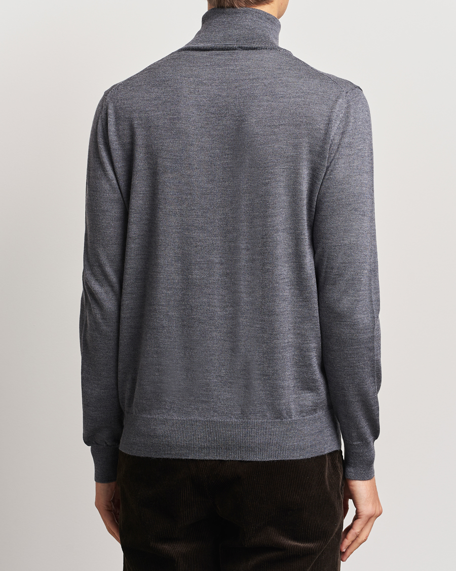 Herren | Pullover | Morgano | Extra Fine Merino Wool Rollneck Mid Grey