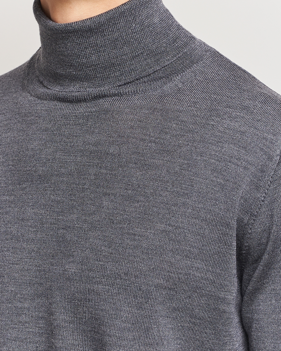 Herren | Pullover | Morgano | Extra Fine Merino Wool Rollneck Mid Grey