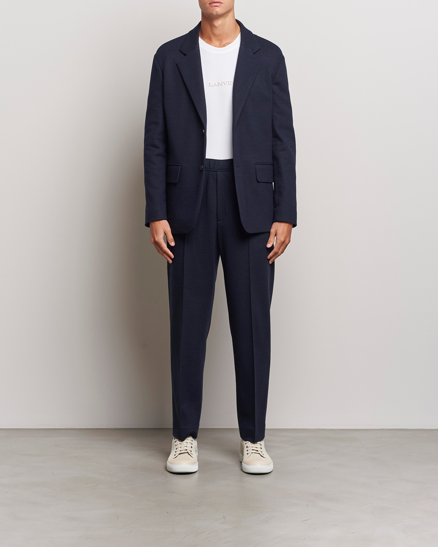 Herren | Hosen | Lanvin | Wool Drawstring Trousers Navy