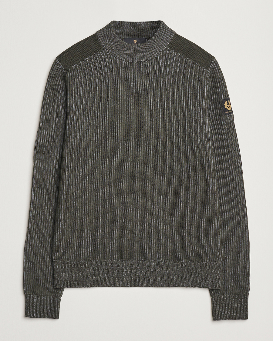 Herren | Pullover | Belstaff | Stanley Cotton/Wool Mock Neck Tile Green