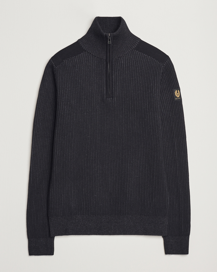 Herren | Pullover | Belstaff | Stanley Cotton/Wool Quarter Zip Black