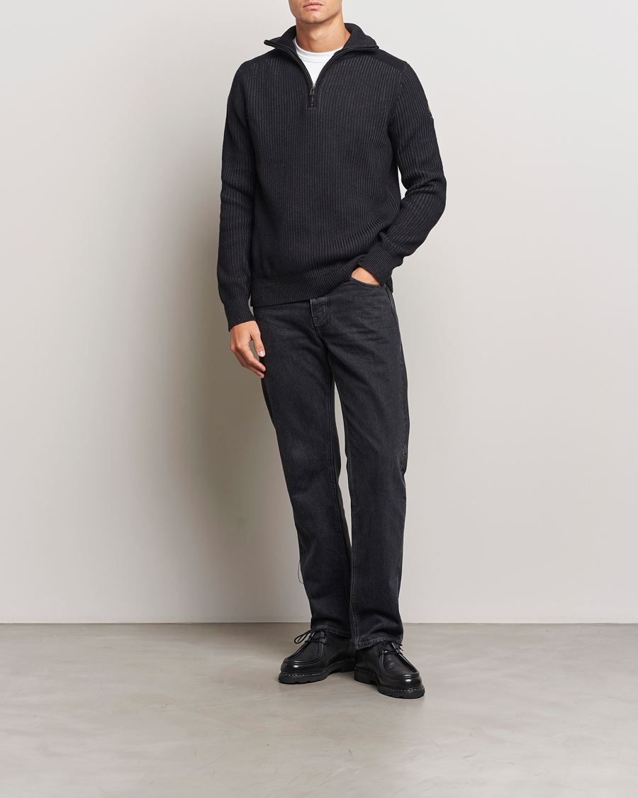 Herren | Pullover | Belstaff | Stanley Cotton/Wool Quarter Zip Black