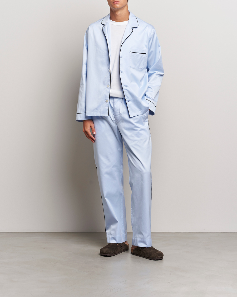 Herren | Schlafanzüge & Bademäntel | Tekla | Sateen Pyjama Shirt Bellhop Blue