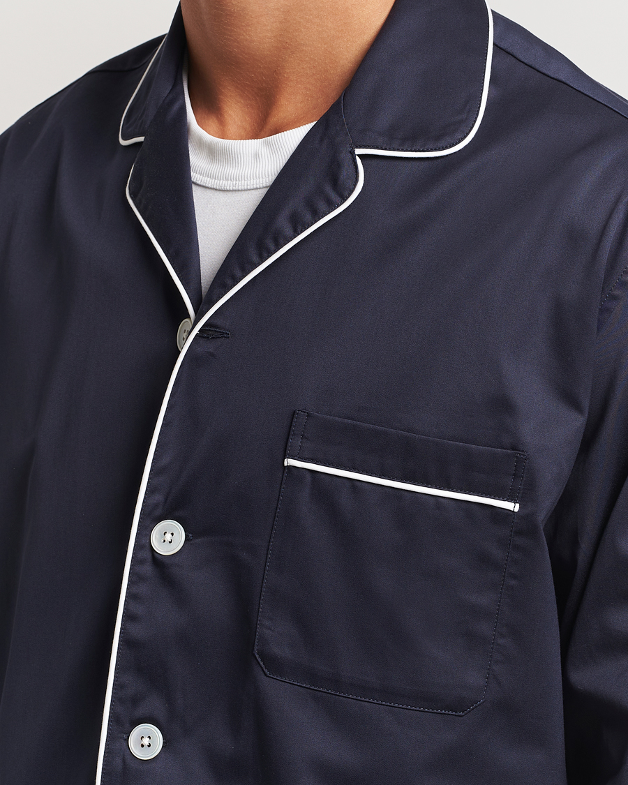 Herren | Tekla Sateen Pyjama Shirt Chelsea Navy | Tekla | Sateen Pyjama Shirt Chelsea Navy