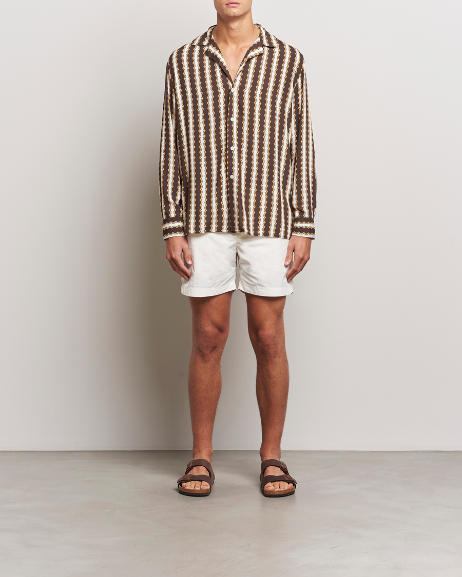 Herren | Hemden | OAS | Rapallo Long Sleeve Viscose Shirt Brown/Beige