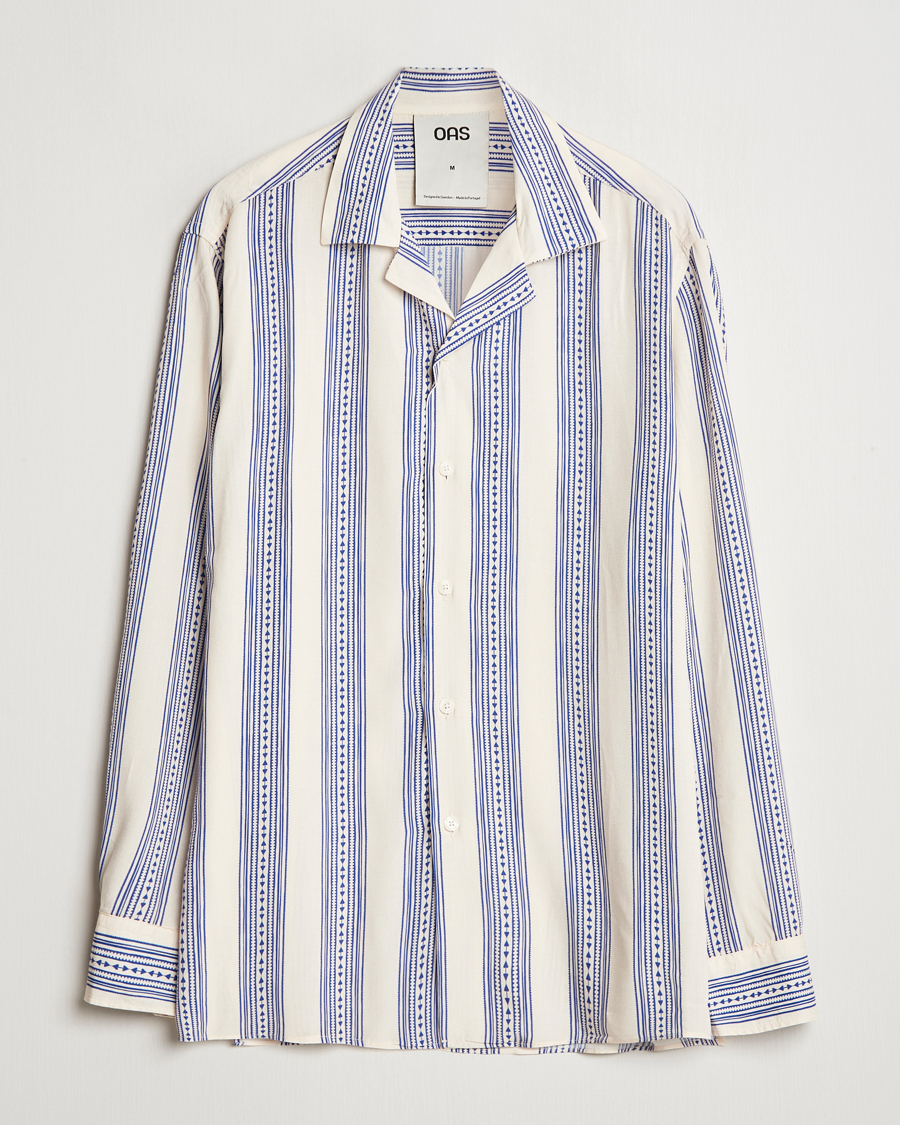 Herren | Hemden | OAS | Havana Long Sleeve Viscose Shirt Blue/White