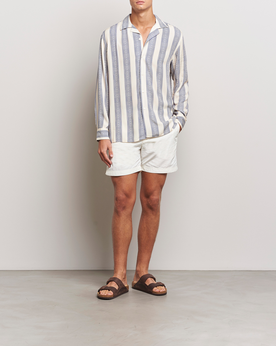 Herren | Hemden | OAS | Havana Long Sleeve Viscose Shirt Blue/White