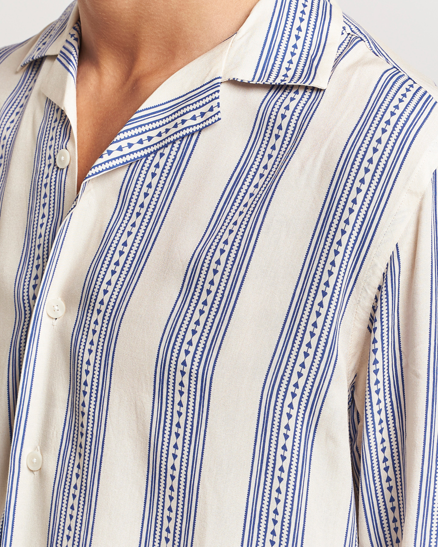 Herren | Hemden | OAS | Havana Long Sleeve Viscose Shirt Blue/White