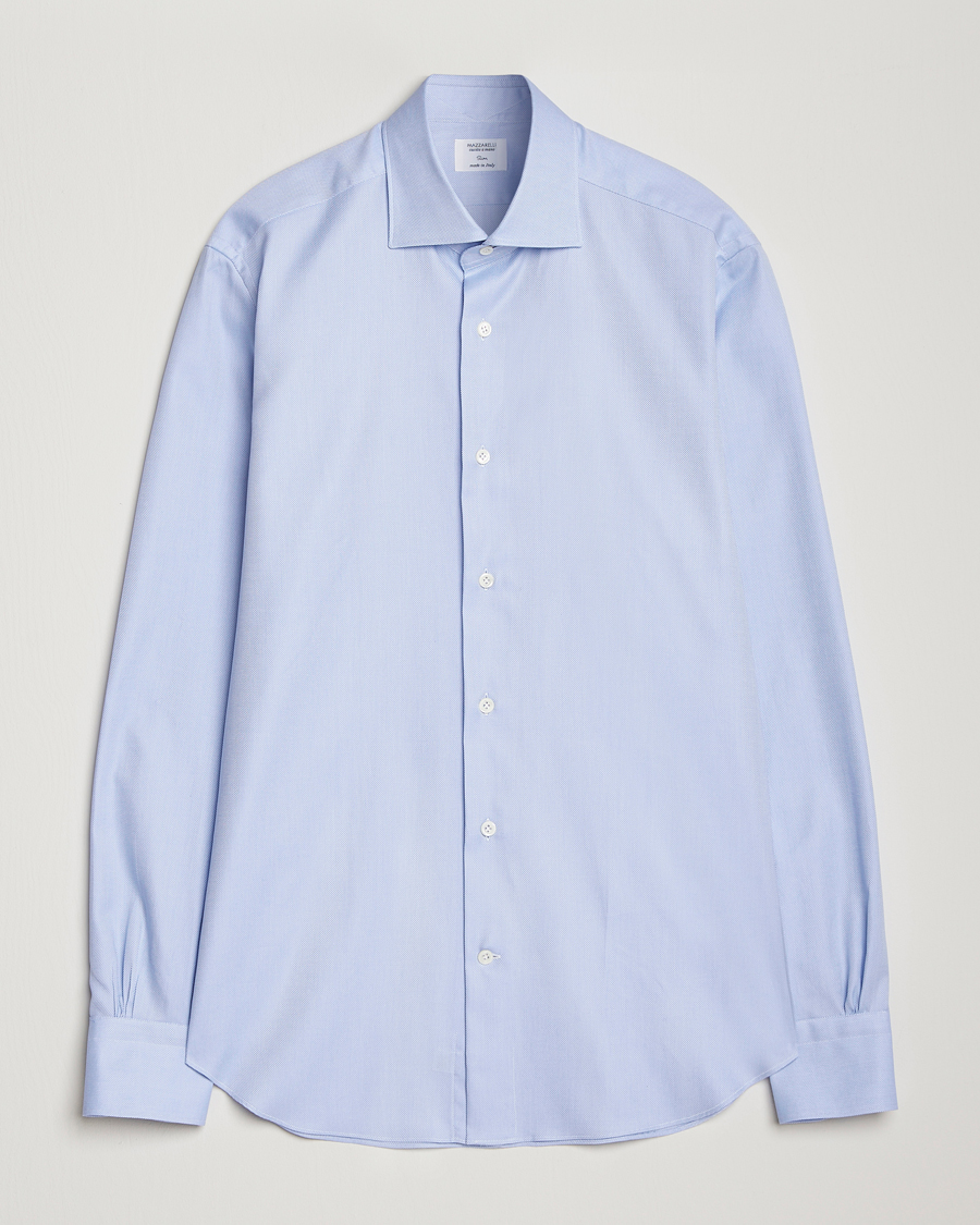 Herren | Hemden | Mazzarelli | Soft Oxford Cut Away Shirt Light Blue