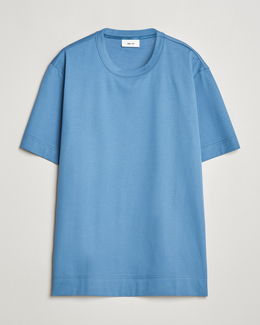 Herren | T-Shirts | NN07 | Pedro Mercerized Crew Neck T-Shirt Blue Jasper