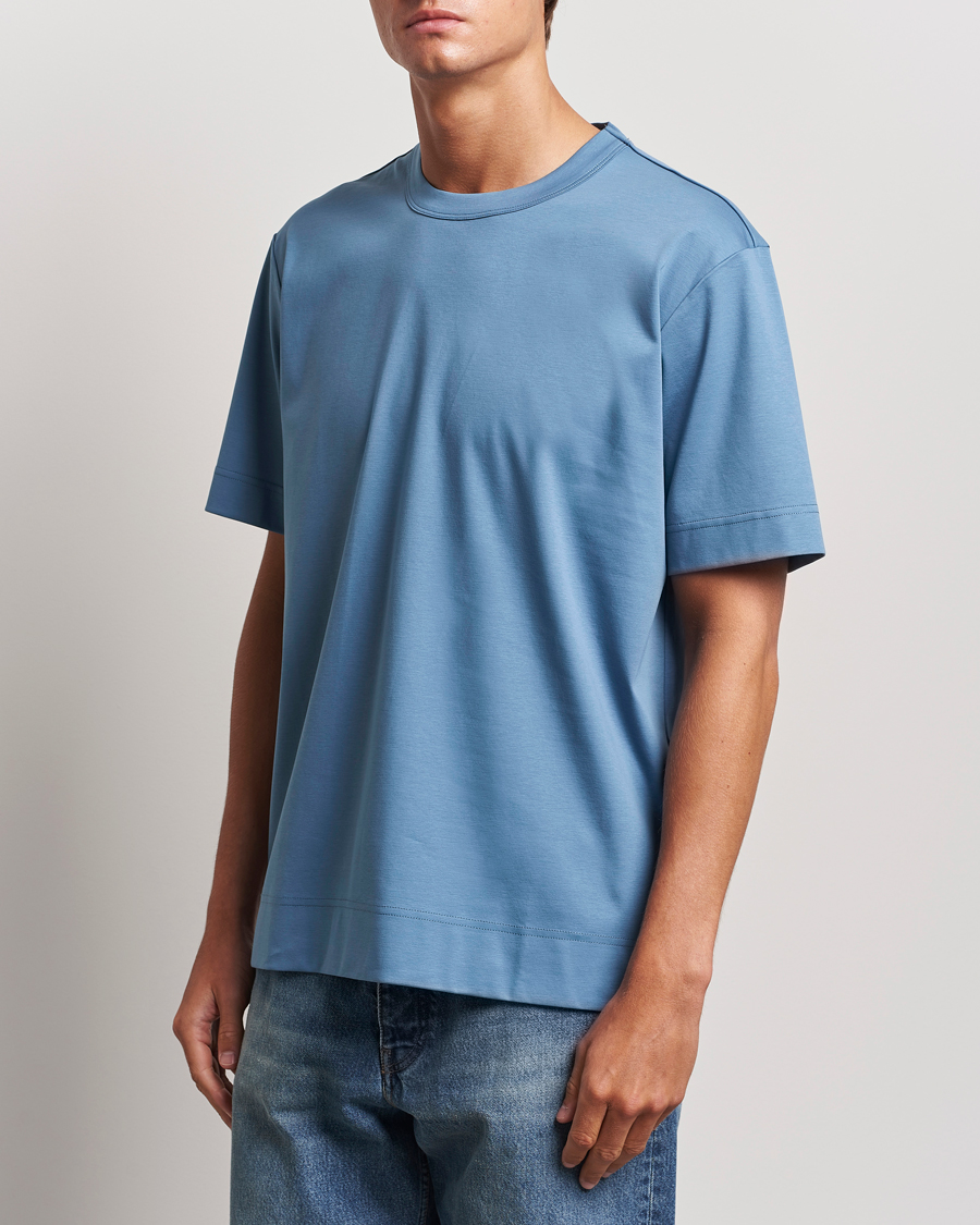 Herren | T-Shirts | NN07 | Pedro Mercerized Crew Neck T-Shirt Blue Jasper