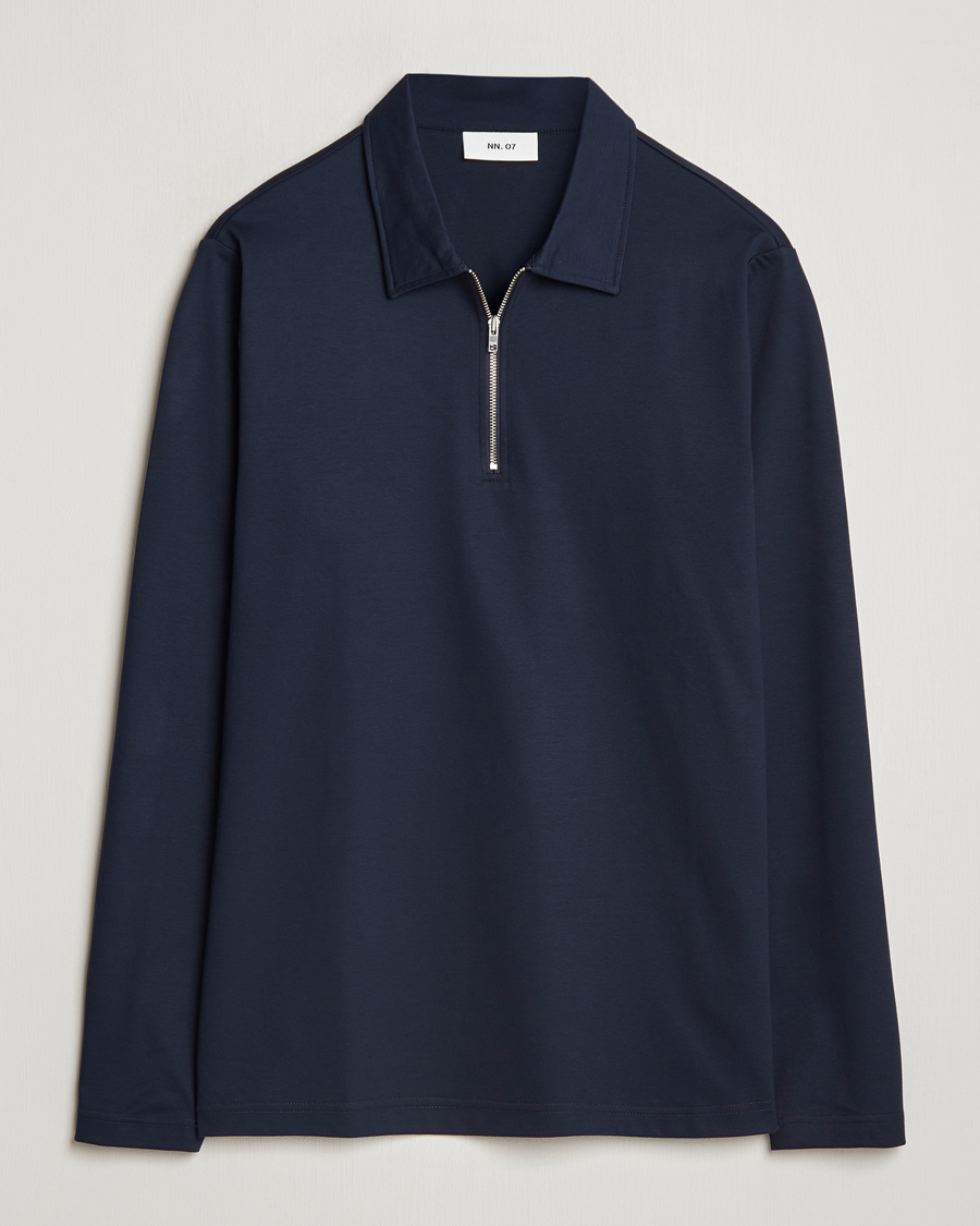 Herren | Pullover | NN07 | Ross Long Sleeve Half Zip Polo Navy Blue