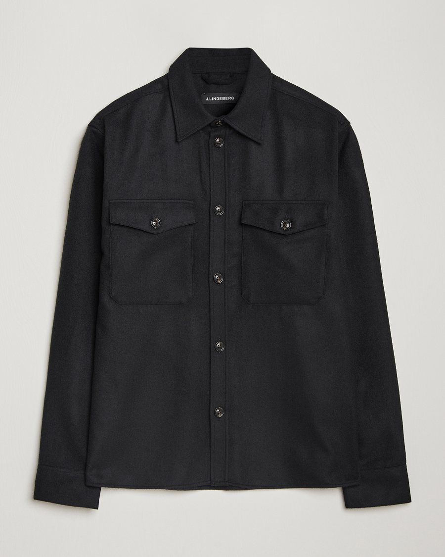 Herren | Hemden | J.Lindeberg | Flat Wool Overshirt Black