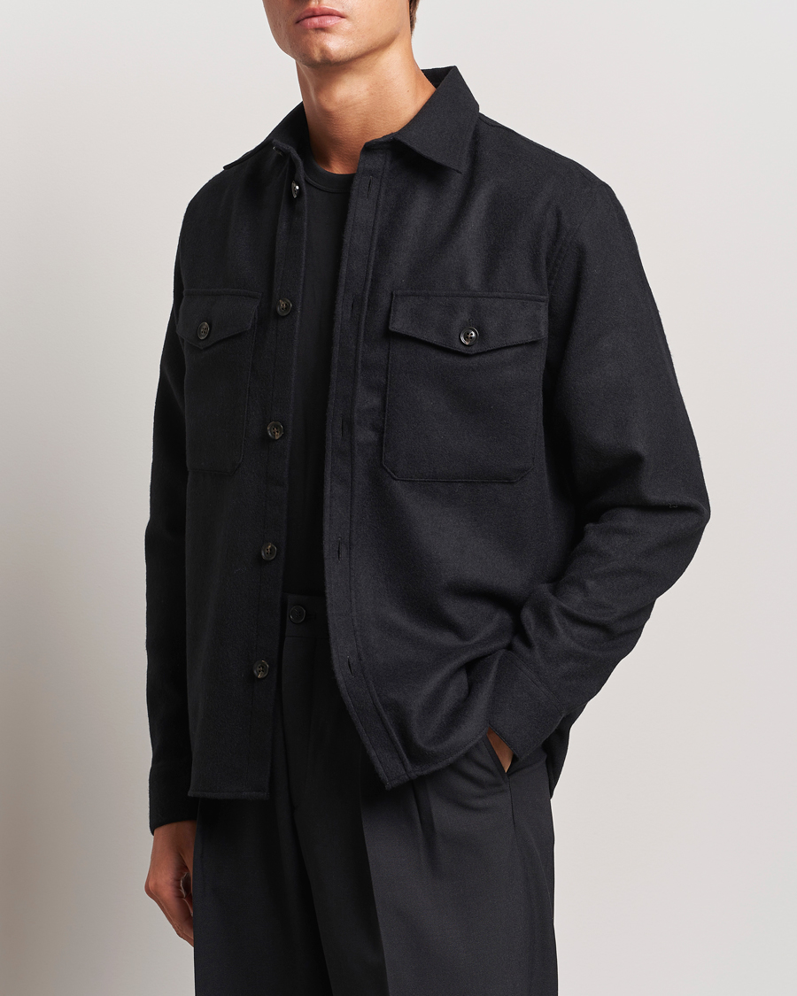 Herren | Hemden | J.Lindeberg | Flat Wool Overshirt Black