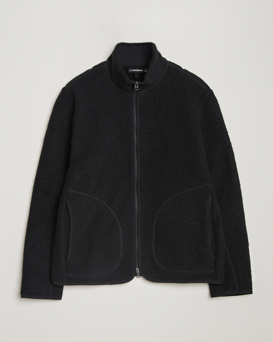 Herren | Pullover | J.Lindeberg | Dustin Wool Fleece Jacket Black
