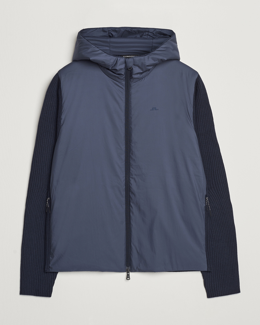 Herren | Jacken | J.Lindeberg | Thierry Hybrid Knit Hoodie Navy
