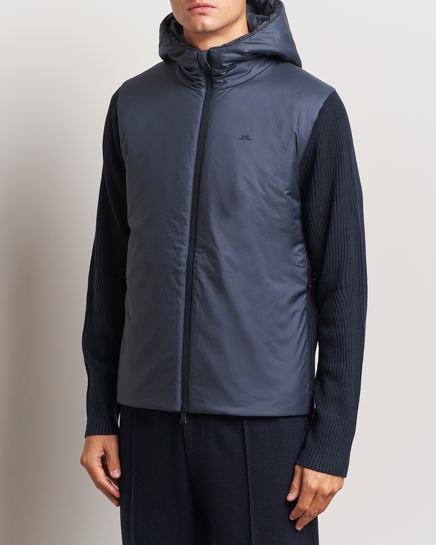 Herren | Jacken | J.Lindeberg | Thierry Hybrid Knit Hoodie Navy