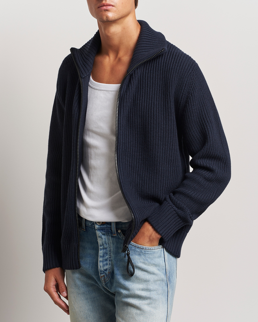 Herren | Pullover | J.Lindeberg | Skyler Wool Blend Zip Cardigan Navy
