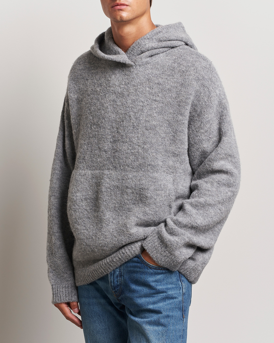Herren | Pullover | J.Lindeberg | Broon Alpaca Blend Hoodie Mid Grey Melange