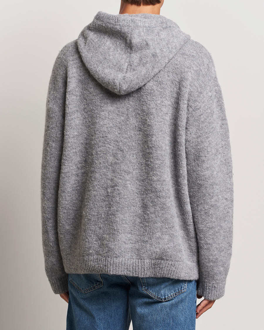 Herren | Pullover | J.Lindeberg | Broon Alpaca Blend Hoodie Mid Grey Melange