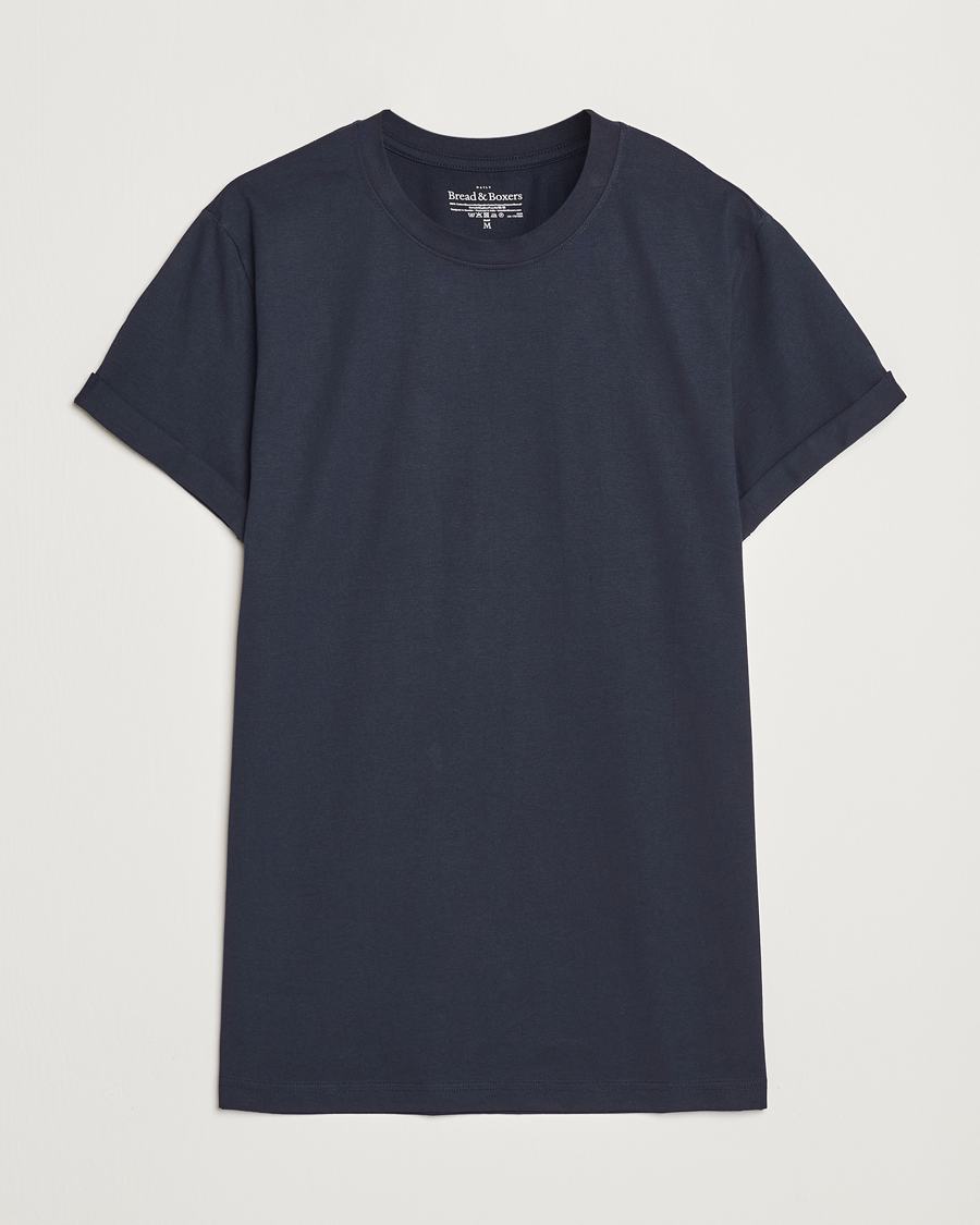 Herren | T-Shirts | Bread & Boxers | Roll-Up Crew Neck T-Shirt Dark Navy